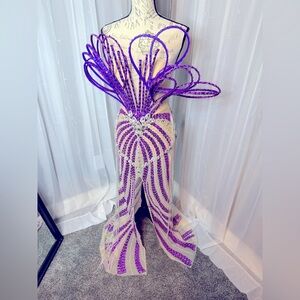 Custom Couture Purple Win Win Pageant Gown